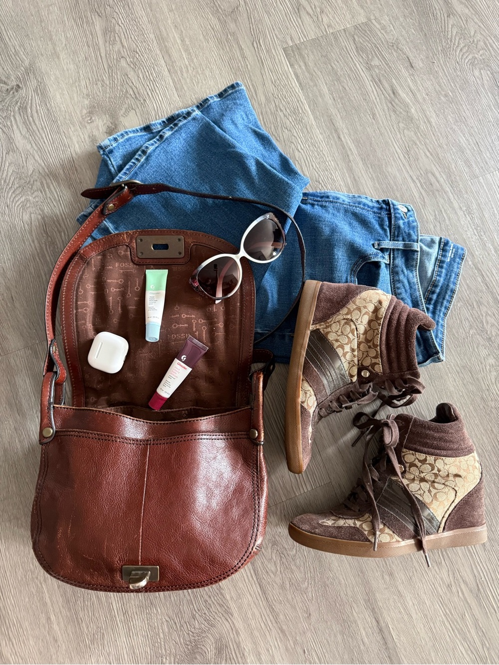 🤎Coach Alara Brown Wedge Sneakers in Signature Jacquard 🤎
